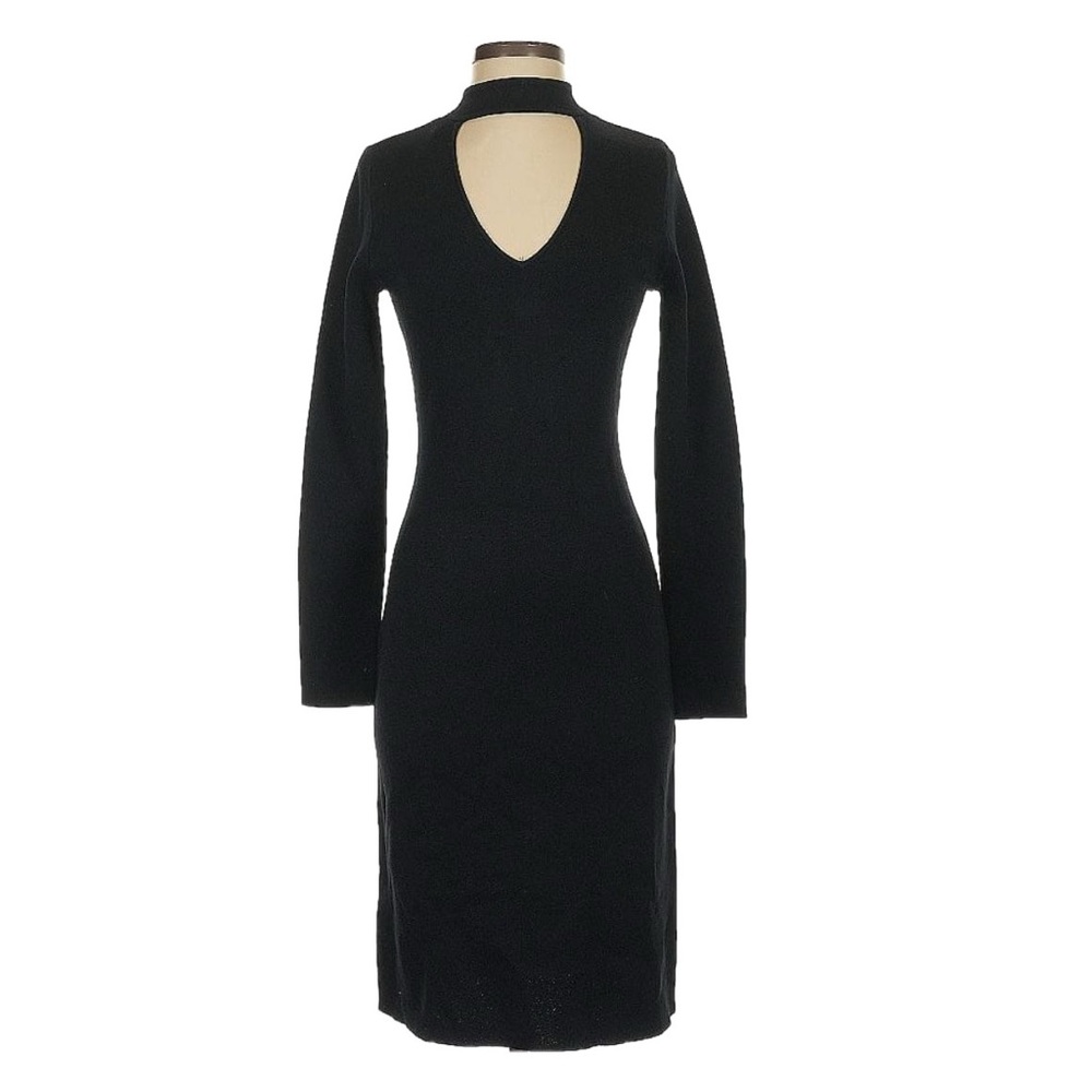 NWT Eliza J Black Choker Stretch Knit Long Sleeve Bodycon Dress - Picture 4 of 9